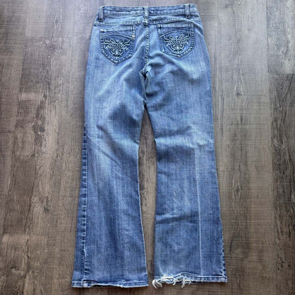Gasoline Women's Blue Denim Embellished Bootcut Jeans Size 0